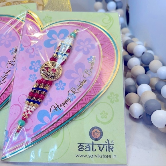 Gift Set Of 5 Pcs thread bracelets, Indian Designer red and multicolor charms - Picture 9 of 9